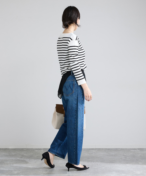 IENA（イエナ）の「《新色》SEATTLEボーダーボートネックプルオーバー（ニット/セーター・レディース・ブラック系その他/ネイビー/ピンク・FREE）」の13枚目の写真