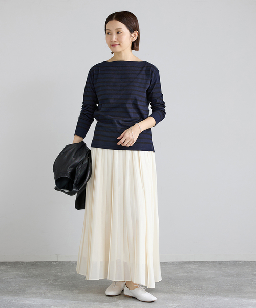 IENA（イエナ）の「《新色》SEATTLEボーダーボートネックプルオーバー（ニット/セーター・レディース・ブラック系その他/ネイビー/ピンク・FREE）」の19枚目の写真