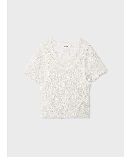 MIESROHE(ミースロエ)の「【洗える】レースツイストレイヤードTシャツ(Tシャツ/カットソー・レディース・ブラック/ホワイト・F)」の19枚目の写真