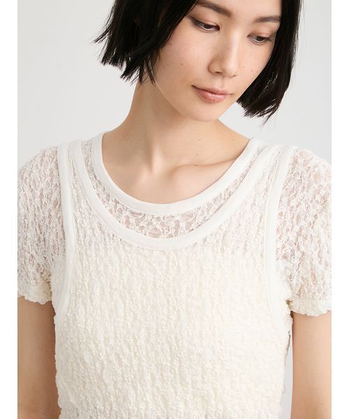 MIESROHE(ミースロエ)の「【洗える】レースツイストレイヤードTシャツ(Tシャツ/カットソー・レディース・ブラック/ホワイト・F)」の11枚目の写真