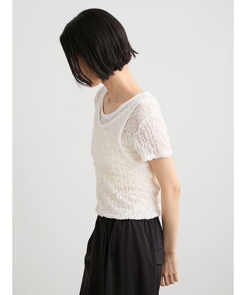 MIESROHE(ミースロエ)の「【洗える】レースツイストレイヤードTシャツ(Tシャツ/カットソー・レディース・ブラック/ホワイト・F)」の15枚目の写真