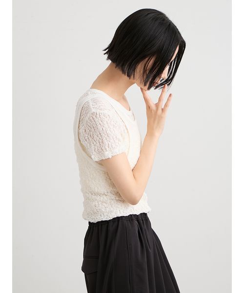 MIESROHE(ミースロエ)の「【洗える】レースツイストレイヤードTシャツ(Tシャツ/カットソー・レディース・ブラック/ホワイト・F)」の17枚目の写真