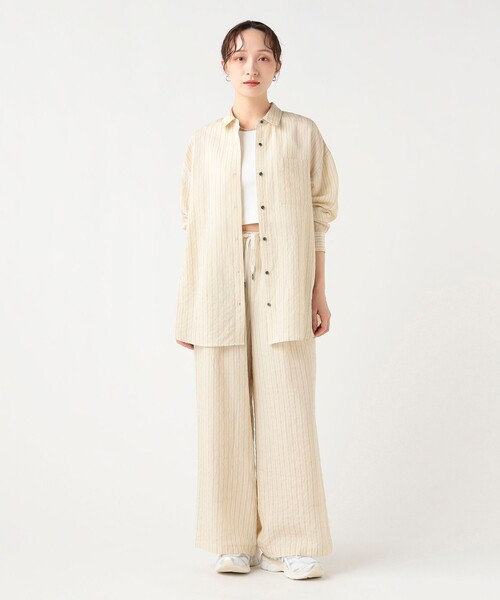 BEAMS HEART（ビームスハート）の「ダブル ストライプ オーバー シャツ（シャツ/ブラウス・レディース・イエロー/ブラウン・FREE）」の8枚目の写真