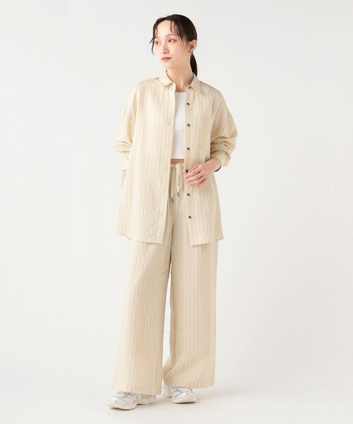 BEAMS HEART（ビームスハート）の「ダブル ストライプ オーバー シャツ（シャツ/ブラウス・レディース・イエロー/ブラウン・FREE）」の9枚目の写真