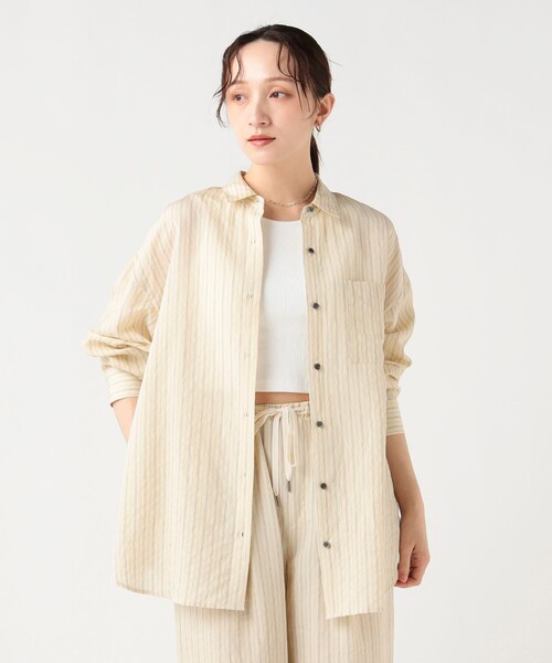 BEAMS HEART（ビームスハート）の「ダブル ストライプ オーバー シャツ（シャツ/ブラウス・レディース・イエロー/ブラウン・FREE）」の10枚目の写真