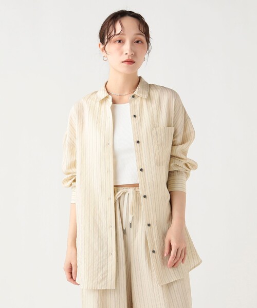 BEAMS HEART（ビームスハート）の「ダブル ストライプ オーバー シャツ（シャツ/ブラウス・レディース・イエロー/ブラウン・FREE）」の11枚目の写真