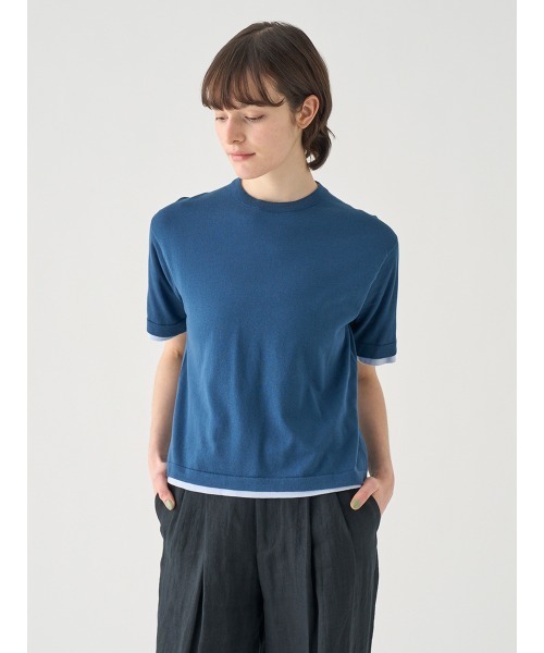 JOHN SMEDLEY(ジョンスメドレー)の「コットンニットTシャツ(ニット/セーター・レディース・ブルー系その他3・S)」の1枚目の写真
