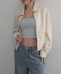 Rashik（ラシク）の「【Rashik】サイドラインレザーライクブルゾン（ブルゾン）」