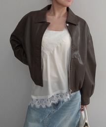 Rashik（ラシク）の「【Rashik】サイドラインレザーライクブルゾン（ブルゾン）」