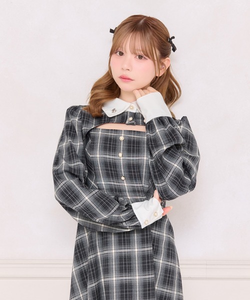 ワンピース別売り】チャーム付きショートボレロブラウス（シャツ