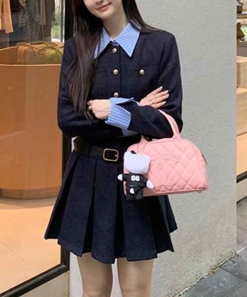 Sibra（シブラ）の「配色ストライプカラー付き ツイードセットアップ（セットアップ・レディース・ネイビー・M）」の13枚目の写真