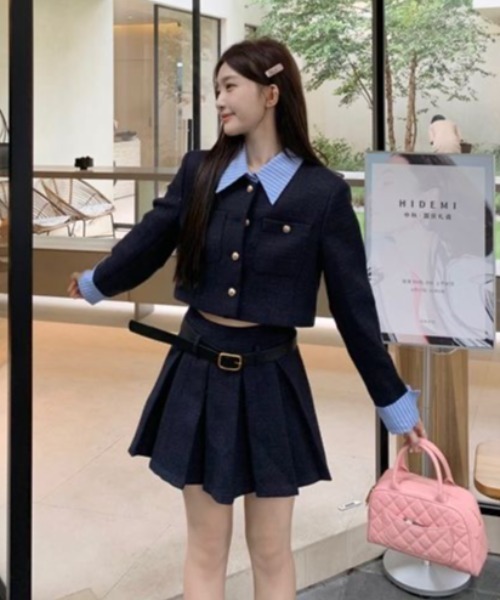 Sibra（シブラ）の「配色ストライプカラー付き ツイードセットアップ（セットアップ・レディース・ネイビー・M）」の19枚目の写真