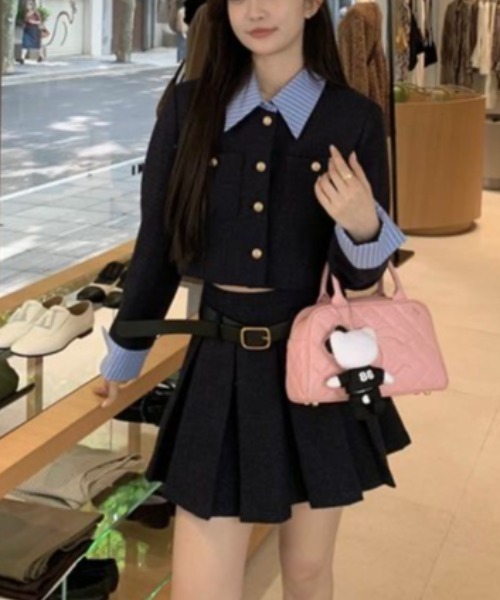 Sibra（シブラ）の「配色ストライプカラー付き ツイードセットアップ（セットアップ・レディース・ネイビー・M）」の22枚目の写真