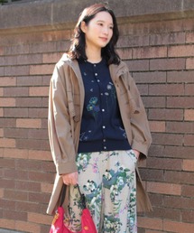 SUPER HAKKA | ポリエステルコットンツイル　フラワーポイントスカラップ刺繍フーディコート(その他アウター)