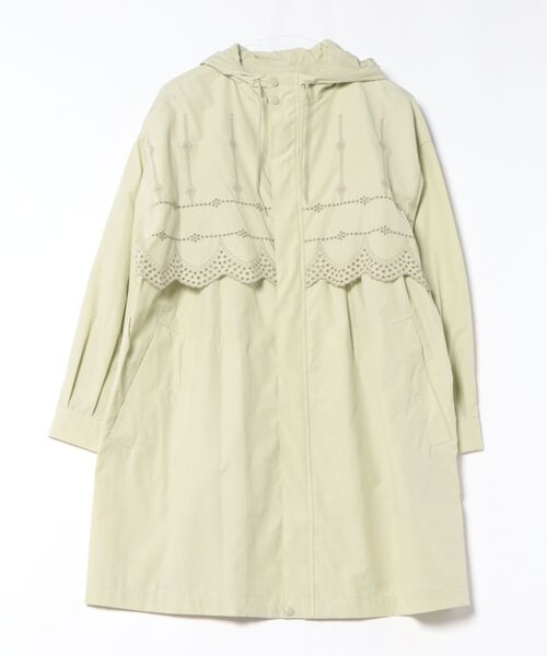 SUPER HAKKA（スーパーハッカ）の「ポリエステルコットンツイル　フラワーポイントスカラップ刺繍フーディコート（その他アウター・レディース・ブラウン/ライトグリーン・FREE）」の5枚目の写真