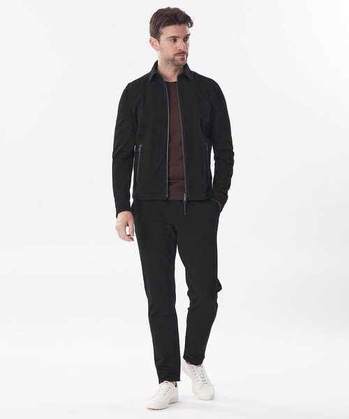 EPOCA UOMO(エポカウォモ)の「*Safari5月号掲載*ミニワッフルジャージーブルゾン(ブルゾン・メンズ・ベージュ系その他/ブラック・48/46)」の3枚目の写真