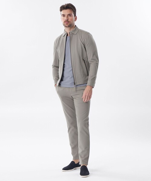 EPOCA UOMO(エポカウォモ)の「*Safari5月号掲載*ミニワッフルジャージーブルゾン(ブルゾン・メンズ・ベージュ系その他/ブラック・48/46)」の4枚目の写真