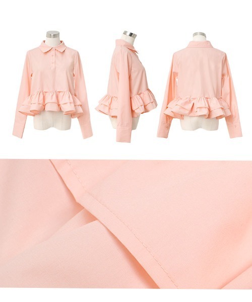 KOBE LETTUCE（コウベレタス）の「フリルデザイン長袖ブラウス（シャツ/ブラウス・レディース・ミント/ネイビー/ホワイト/ピンク・M）」の16枚目の写真