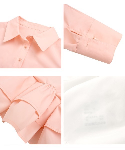 KOBE LETTUCE（コウベレタス）の「フリルデザイン長袖ブラウス（シャツ/ブラウス・レディース・ミント/ネイビー/ホワイト/ピンク・M）」の5枚目の写真