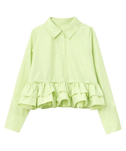 KOBE LETTUCE（コウベレタス）の「フリルデザイン長袖ブラウス（シャツ/ブラウス・レディース・ミント/ネイビー/ホワイト/ピンク・M）」の7枚目の写真