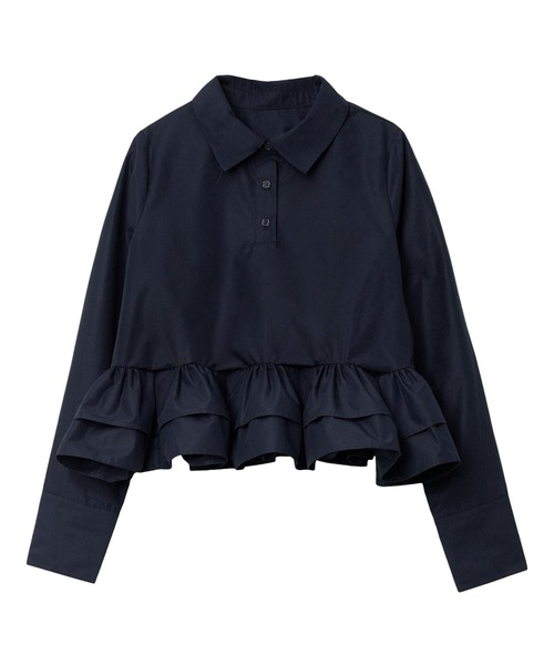 KOBE LETTUCE（コウベレタス）の「フリルデザイン長袖ブラウス（シャツ/ブラウス・レディース・ミント/ネイビー/ホワイト/ピンク・M）」の8枚目の写真