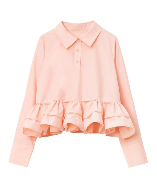 KOBE LETTUCE（コウベレタス）の「フリルデザイン長袖ブラウス（シャツ/ブラウス・レディース・ミント/ネイビー/ホワイト/ピンク・M）」の9枚目の写真