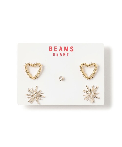 BEAMS HEART(ビームスハート)の「サンバーストハート セットピアス(ピアス(両耳用)・レディース・ゴールド/シルバー・ONE SIZE)」の1枚目の写真