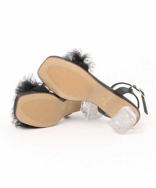 JELLY BEANS（ジェリービーンズ）の「チュールフリルラメクリアヒールストラップサンダル(204-62166)JELLY BEANS(ジェリービーンズ)（サンダル・レディース・ピンク/ブラック/アイボリー・S/M/L）」の9枚目の写真