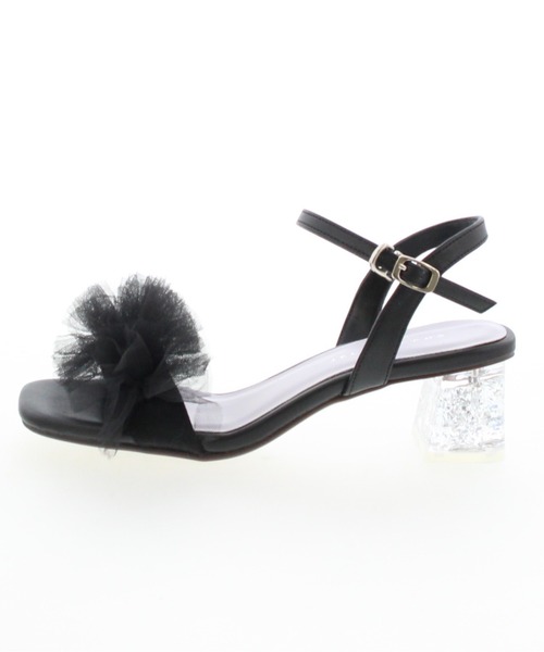 JELLY BEANS（ジェリービーンズ）の「チュールフリルラメクリアヒールストラップサンダル(204-62166)JELLY BEANS(ジェリービーンズ)（サンダル・レディース・ピンク/ブラック/アイボリー・S/M/L）」の4枚目の写真