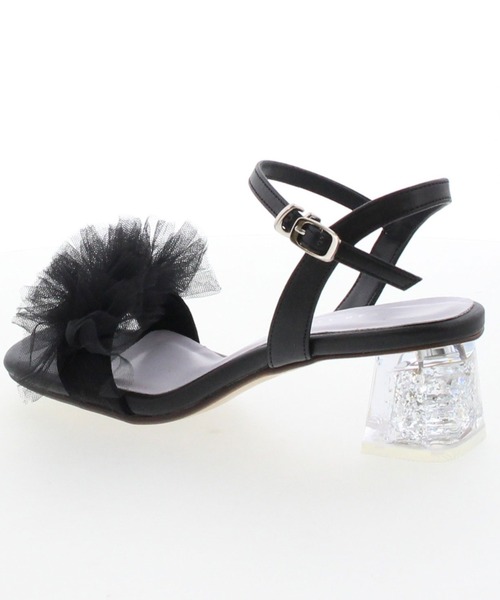 JELLY BEANS（ジェリービーンズ）の「チュールフリルラメクリアヒールストラップサンダル(204-62166)JELLY BEANS(ジェリービーンズ)（サンダル・レディース・ピンク/ブラック/アイボリー・S/M/L）」の5枚目の写真