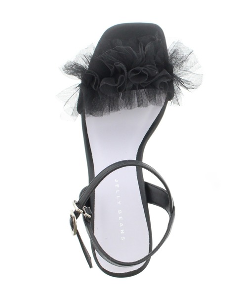 JELLY BEANS（ジェリービーンズ）の「チュールフリルラメクリアヒールストラップサンダル(204-62166)JELLY BEANS(ジェリービーンズ)（サンダル・レディース・ピンク/ブラック/アイボリー・S/M/L）」の6枚目の写真