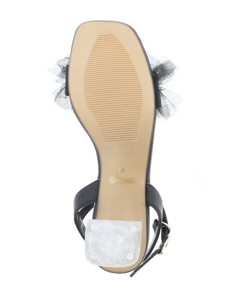 JELLY BEANS（ジェリービーンズ）の「チュールフリルラメクリアヒールストラップサンダル(204-62166)JELLY BEANS(ジェリービーンズ)（サンダル・レディース・ピンク/ブラック/アイボリー・S/M/L）」の7枚目の写真