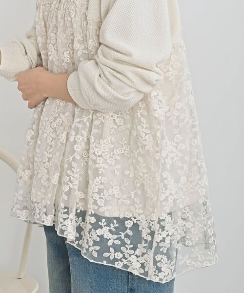 rps（アールピーエス）の「鹿の子ニットソー×刺繍オーガンジー切替プルオーバー（その他トップス・レディース・アイボリー/ベージュ・フリー）」の9枚目の写真