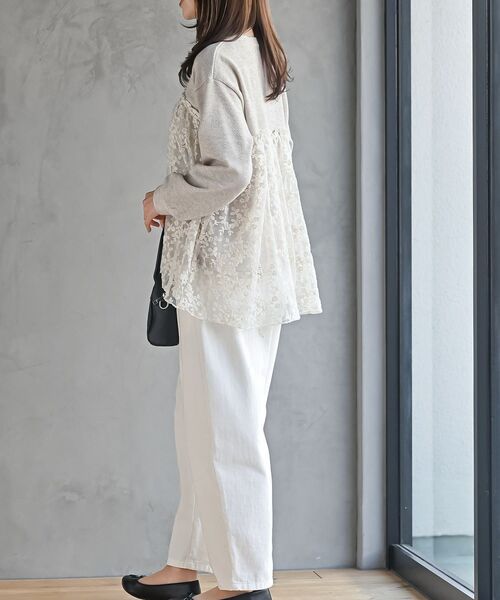 rps（アールピーエス）の「鹿の子ニットソー×刺繍オーガンジー切替プルオーバー（その他トップス・レディース・アイボリー/ベージュ・フリー）」の14枚目の写真