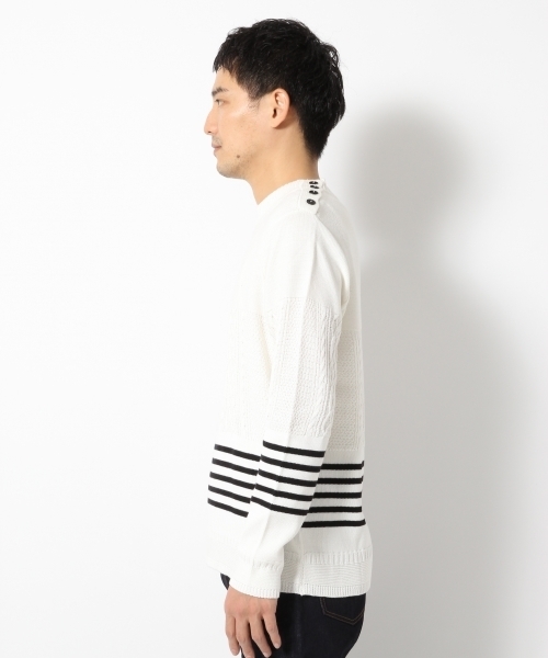 GLOBAL WORK(グローバルワーク)の「【WEB限定価格】7ゲージケーブルストラクチャープルオーバー/707935(ニット/セーター・メンズ・ホワイト/ネイビー・LARGE/SMALL/X-LARGE/MEDIUM)」の7枚目の写真