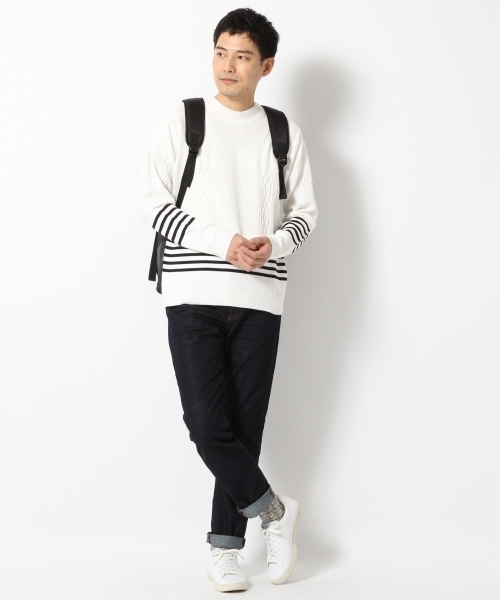 GLOBAL WORK(グローバルワーク)の「【WEB限定価格】7ゲージケーブルストラクチャープルオーバー/707935(ニット/セーター・メンズ・ホワイト/ネイビー・LARGE/SMALL/X-LARGE/MEDIUM)」の12枚目の写真