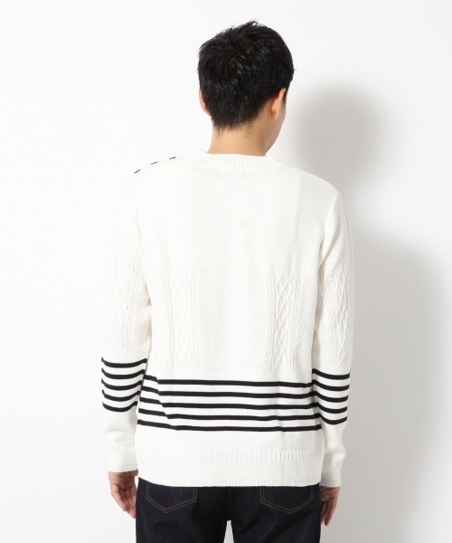 GLOBAL WORK(グローバルワーク)の「【WEB限定価格】7ゲージケーブルストラクチャープルオーバー/707935(ニット/セーター・メンズ・ホワイト/ネイビー・LARGE/SMALL/X-LARGE/MEDIUM)」の8枚目の写真