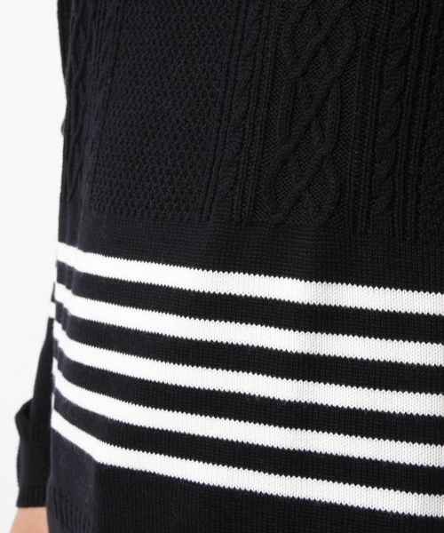 GLOBAL WORK(グローバルワーク)の「【WEB限定価格】7ゲージケーブルストラクチャープルオーバー/707935(ニット/セーター・メンズ・ホワイト/ネイビー・LARGE/SMALL/X-LARGE/MEDIUM)」の4枚目の写真