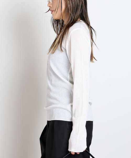 EVERYDAY I LIKE.（エヴリディアイライク）の「*TOTAN シアーTシャツ（Tシャツ/カットソー・レディース・ホワイト/ブラック・FREE）」の3枚目の写真