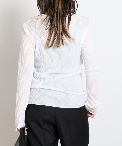 EVERYDAY I LIKE.（エヴリディアイライク）の「*TOTAN シアーTシャツ（Tシャツ/カットソー・レディース・ホワイト/ブラック・FREE）」の4枚目の写真