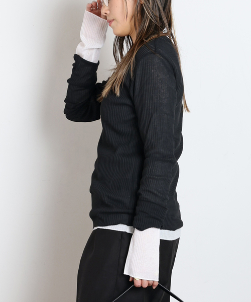 EVERYDAY I LIKE.（エヴリディアイライク）の「*TOTAN シアーTシャツ（Tシャツ/カットソー・レディース・ホワイト/ブラック・FREE）」の8枚目の写真