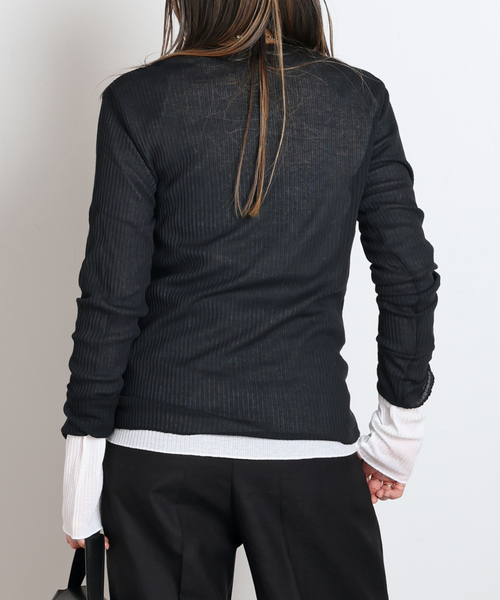 EVERYDAY I LIKE.（エヴリディアイライク）の「*TOTAN シアーTシャツ（Tシャツ/カットソー・レディース・ホワイト/ブラック・FREE）」の9枚目の写真