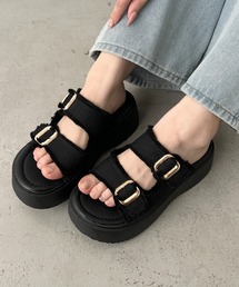 厚底デニムベルトサンダル