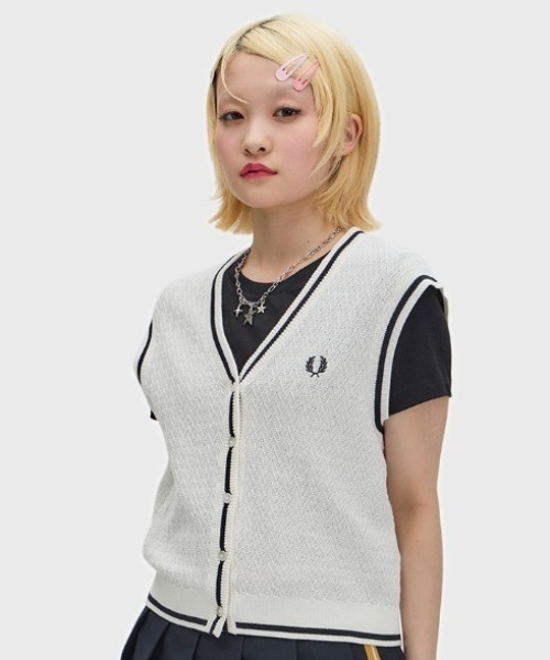 Button Through Textured Knit Tank／ボタンスルーテクスチャーニット
