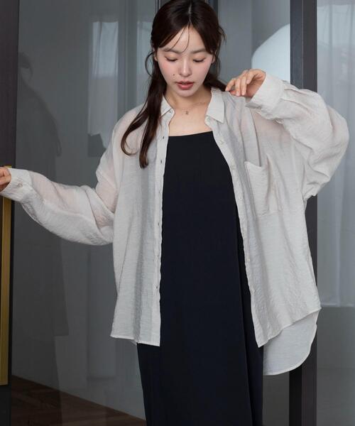 WEGO（ウィゴー）の「WEGO/【26年春夏新作】シアーシャツ（シャツ/ブラウス・レディース・ホワイト/ブラック/ダークブラウン/ピンク/グレー系その他・FREE）」の3枚目の写真