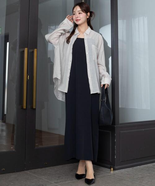 WEGO（ウィゴー）の「WEGO/【26年春夏新作】シアーシャツ（シャツ/ブラウス・レディース・ホワイト/ブラック/ダークブラウン/ピンク/グレー系その他・FREE）」の6枚目の写真