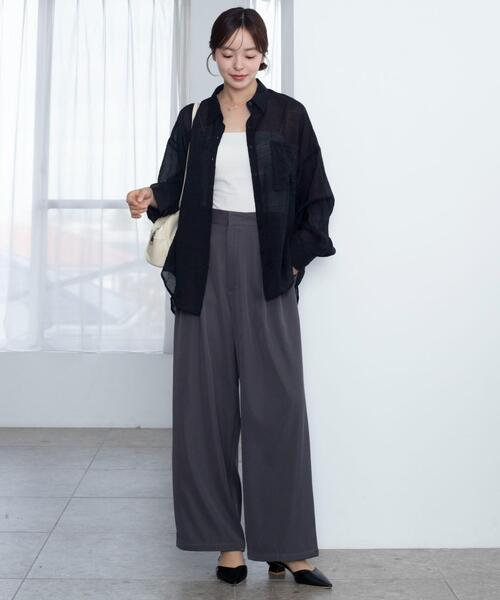 WEGO（ウィゴー）の「WEGO/【26年春夏新作】シアーシャツ（シャツ/ブラウス・レディース・ホワイト/ブラック/ダークブラウン/ピンク/グレー系その他・FREE）」の7枚目の写真