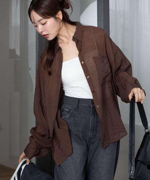 WEGO（ウィゴー）の「WEGO/【26年春夏新作】シアーシャツ（シャツ/ブラウス・レディース・ホワイト/ブラック/ダークブラウン/ピンク/グレー系その他・FREE）」の13枚目の写真