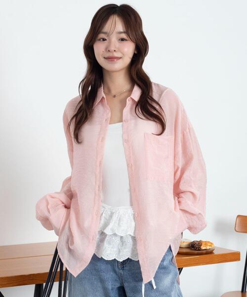 WEGO（ウィゴー）の「WEGO/【26年春夏新作】シアーシャツ（シャツ/ブラウス・レディース・ホワイト/ブラック/ダークブラウン/ピンク/グレー系その他・FREE）」の9枚目の写真