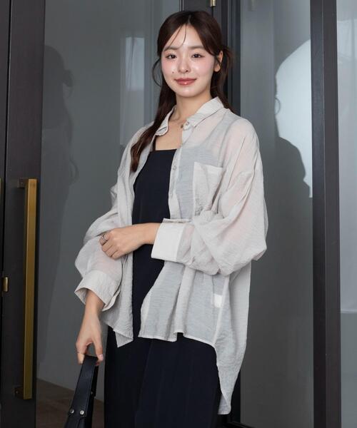 WEGO（ウィゴー）の「WEGO/【26年春夏新作】シアーシャツ（シャツ/ブラウス・レディース・ホワイト/ブラック/ダークブラウン/ピンク/グレー系その他・FREE）」の17枚目の写真